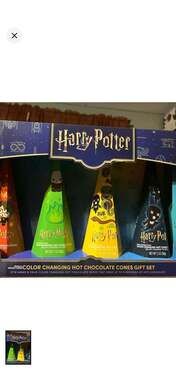 Harry Potter Color Changing Hot Chocolate Cones Gift Set with Stir Wand, 4 Pack